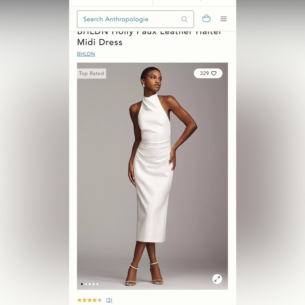 BHLDN HOLLY FAUX LEATHER HALTER MIDI DRESS ANTHROPOLOGY